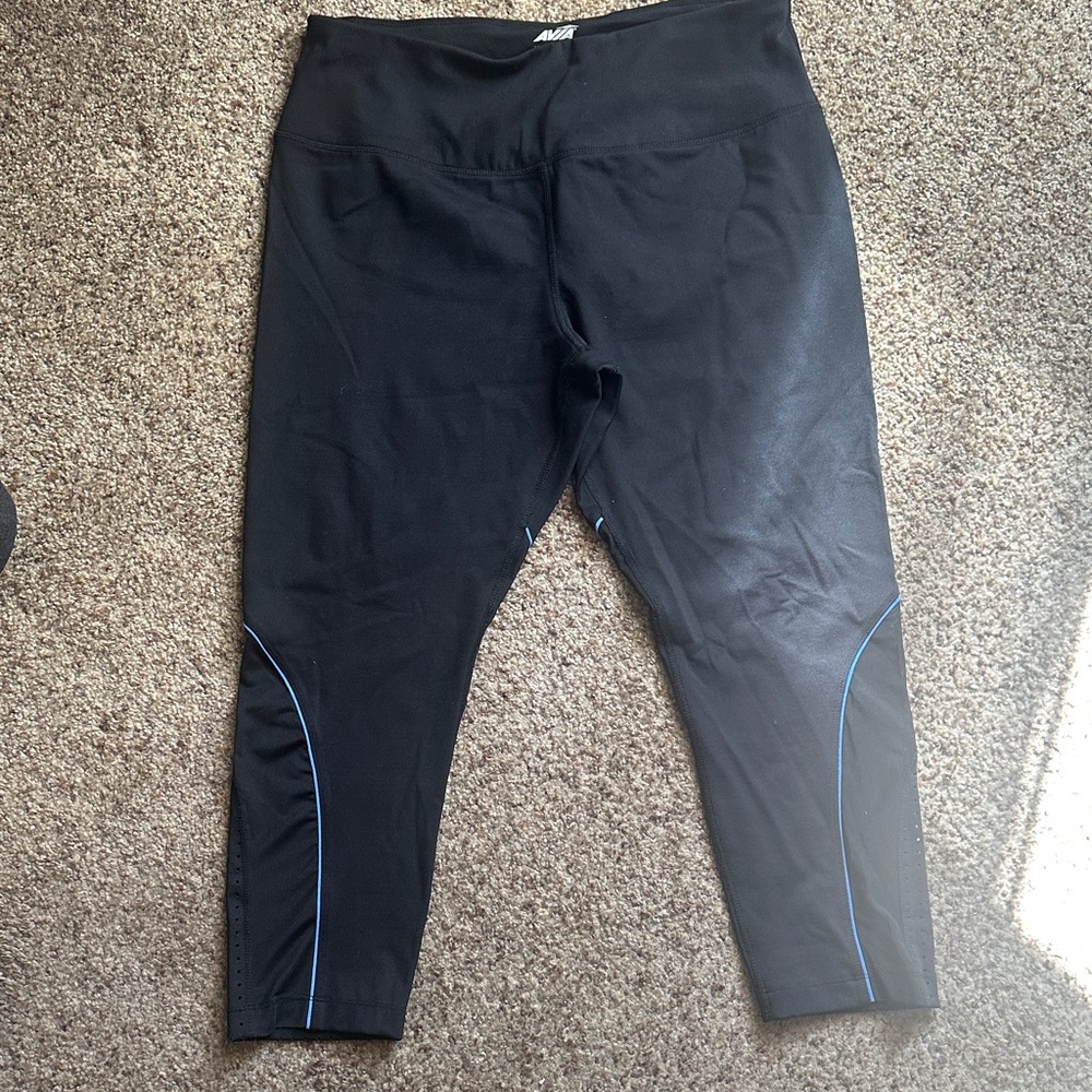 Avia Black Leggings for workout with Blue Accents